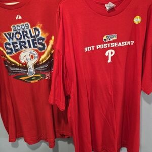 Two Mens 2XL MLB Philadelphia Phillies Tee T-Shirts